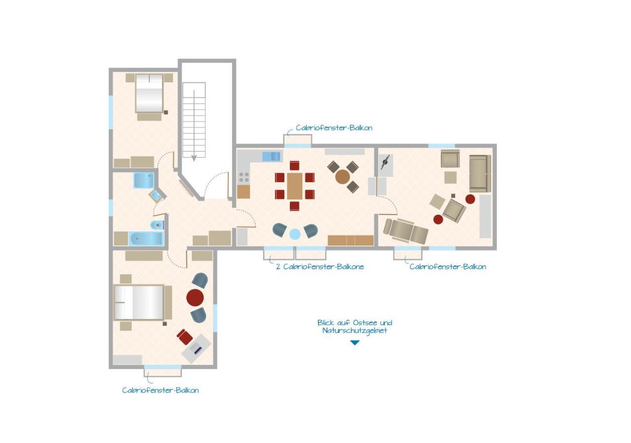 Traumblick Und Komfort - Lichtdurchflutete 85 Qm Wohnung Nahe Suedstrand Goehren Inklusive Schwimmbad Und Sauna Im Ahoi Sellin Esterno foto
